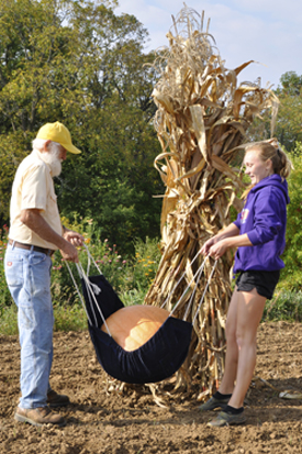 Hauling a Giant Pumpkin at the Tree Farm